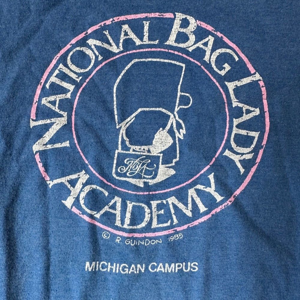 Vintage 80s National Bag Lady Academy Michigan T Shirt Screen‎ Stars Size Small